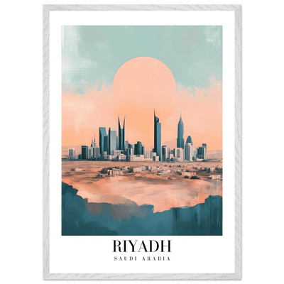 Riyadh Saudi Arabia Framed Poster – Modern Desert City Wall Art in Earthy Tones - Vibrantwalls
