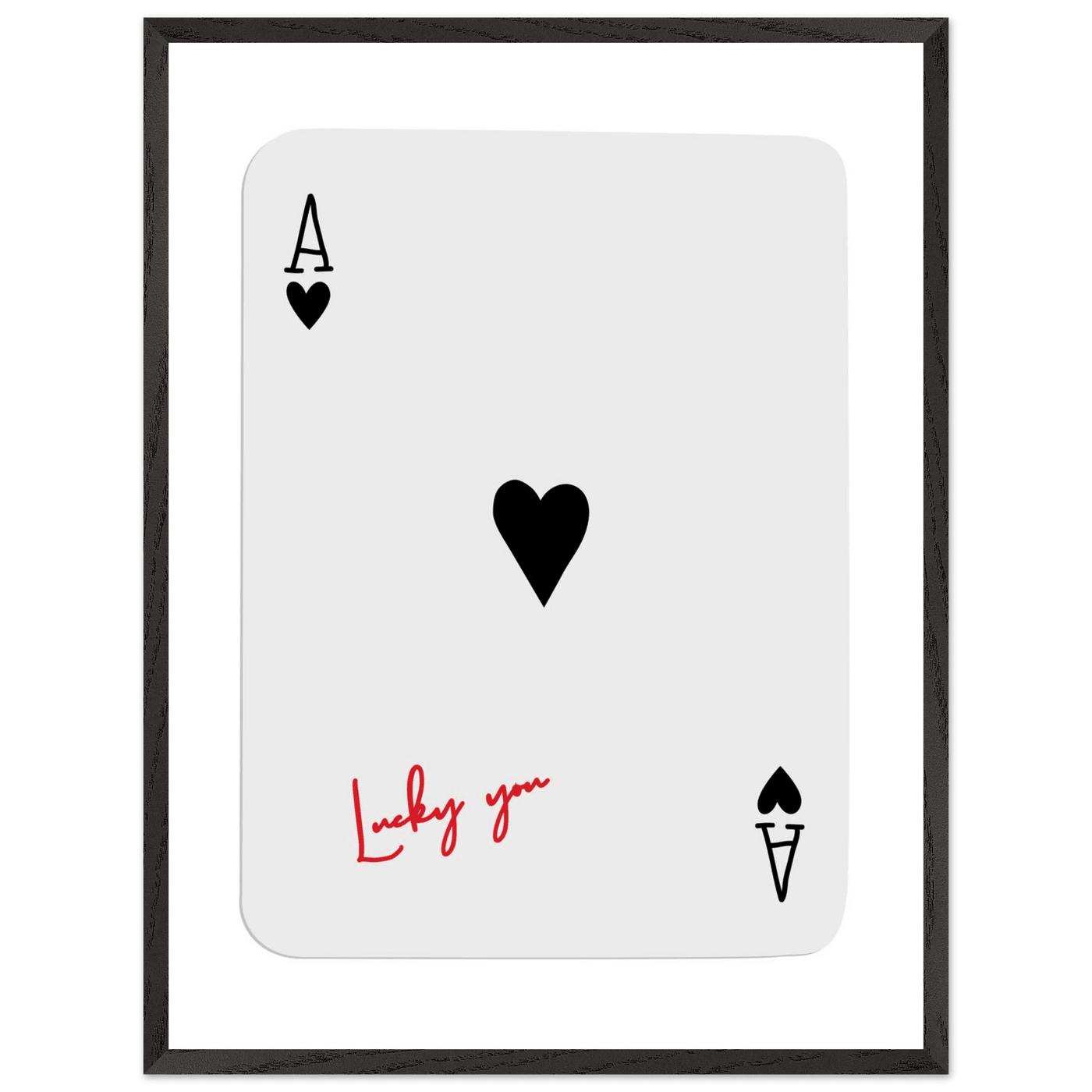 Lucky Ace of Hearts Framed Poster - Modern Poker Card Art, Eco-Friendly Wood Frame in Your Choice of Style - Vibrantwalls