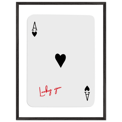 Lucky Ace of Hearts Framed Poster - Modern Poker Card Art, Eco-Friendly Wood Frame in Your Choice of Style - Vibrantwalls