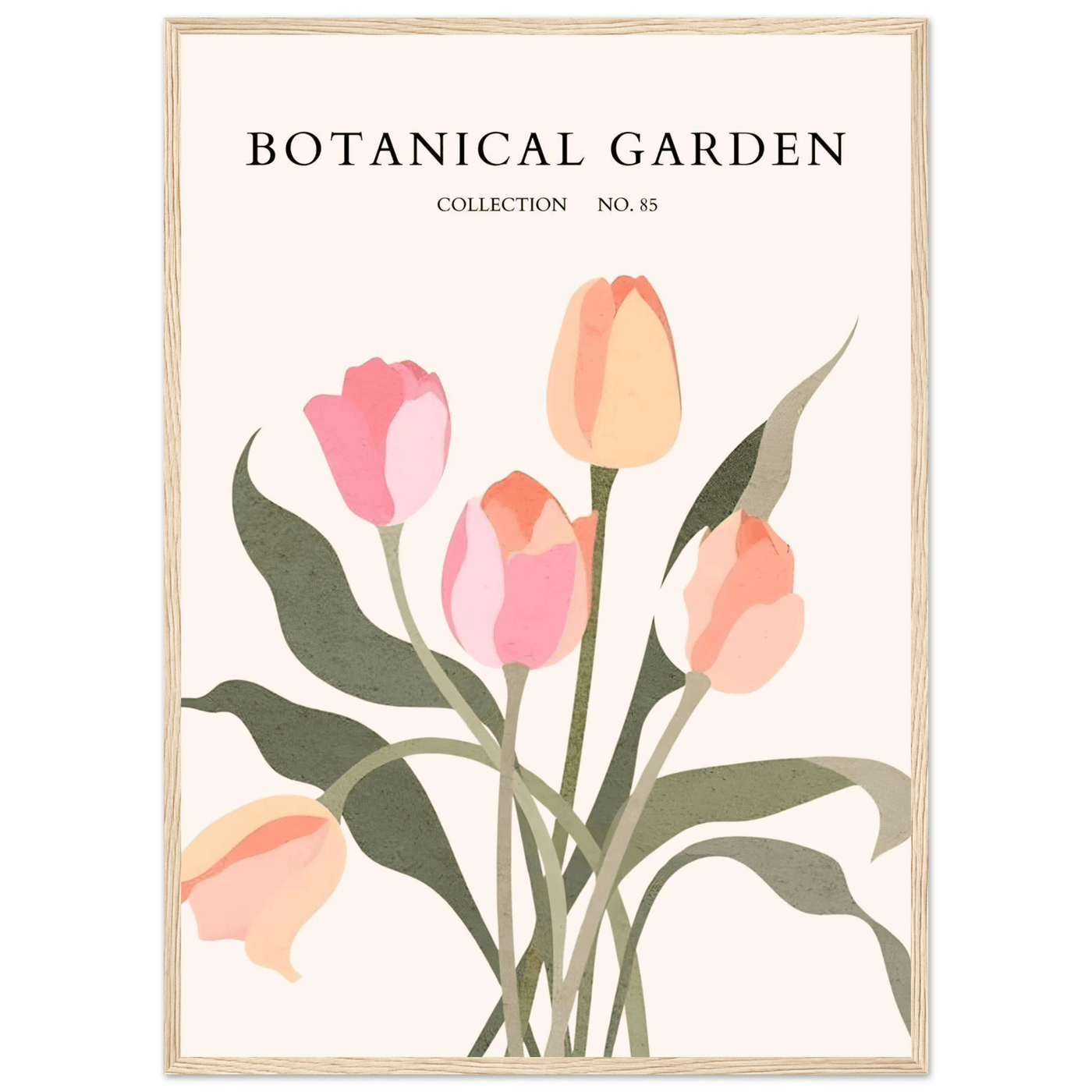 Botanical Garden Framed Posters – Soft Tulip Hues & Abstract Nature Art Prints | Ready-to-Hang in Your Choice of Frame - Vibrantwalls