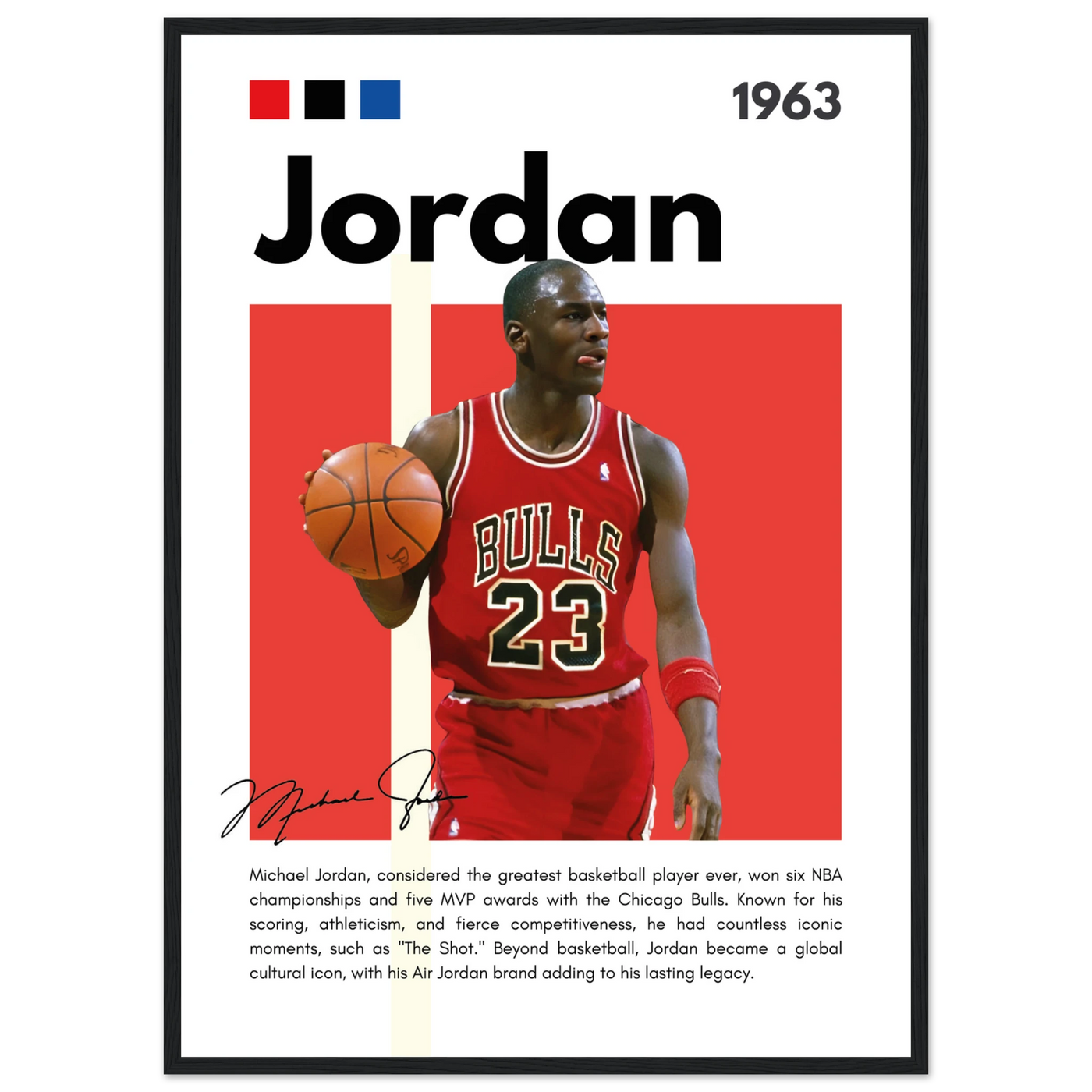 Michael Jordan Air Jordan Bulls Retro Print 50x70 cm 20x28″ Black frame Vibrantwalls