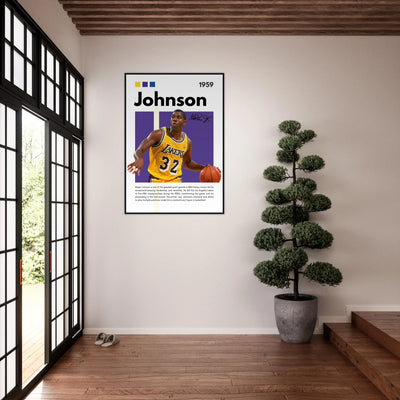 Magic Johnson Showtime Lakers Vintage Art Print Vibrantwalls