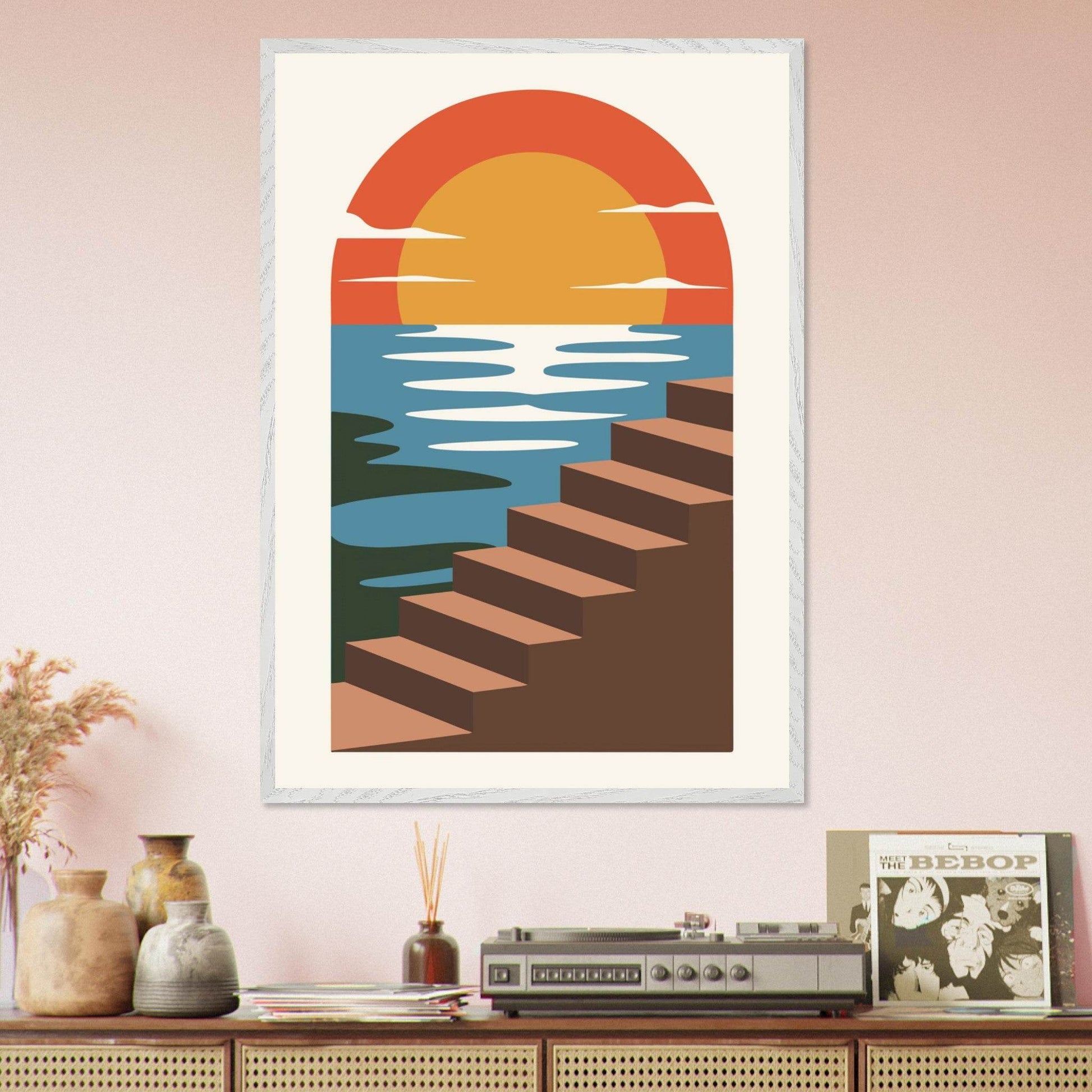 Coastal Steps Sunset Landscape Wall Art - Vibrantwalls