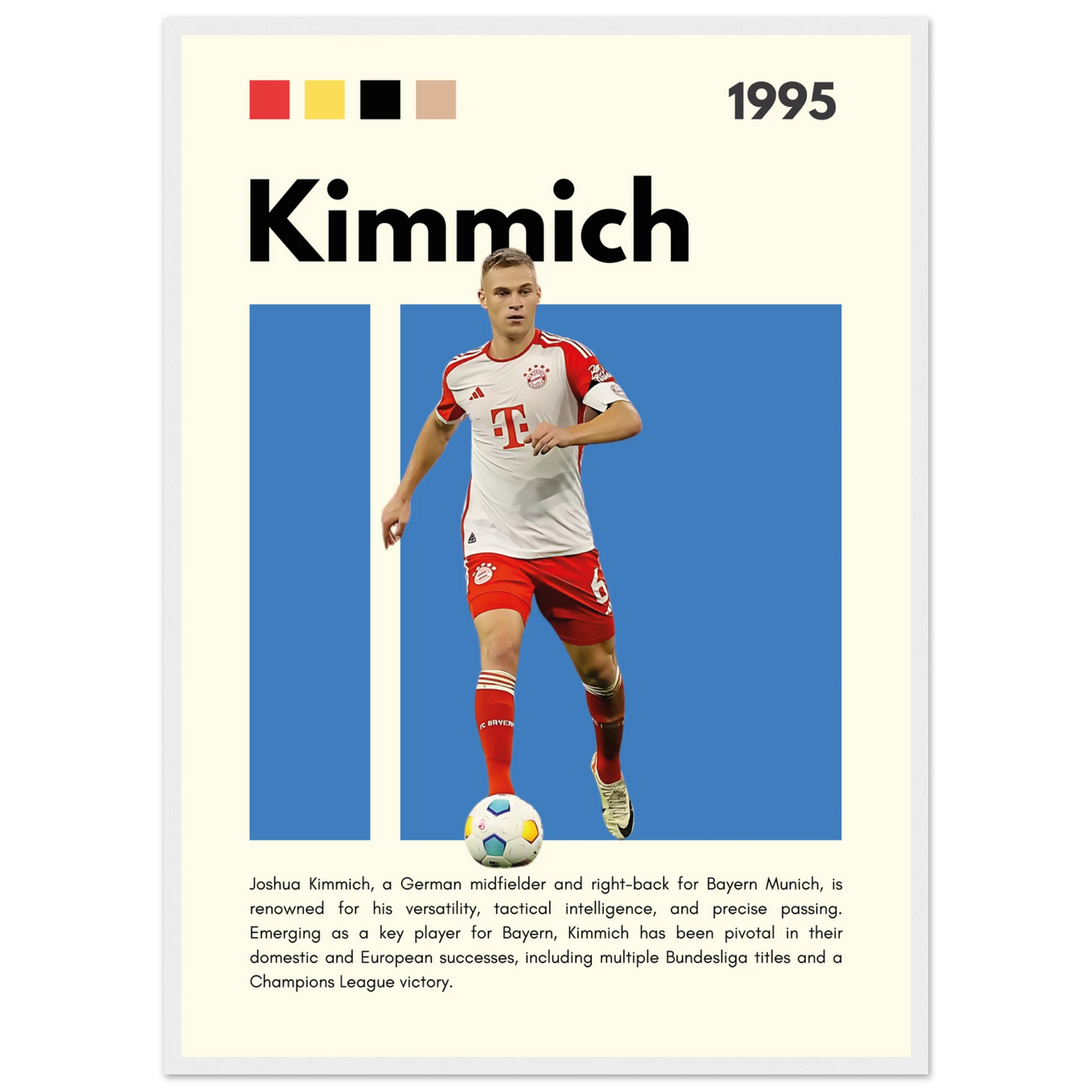 Joshua Kimmich Bayern Munich Framed Football Poster 50x70 cm 20x28″ White frame Vibrantwalls