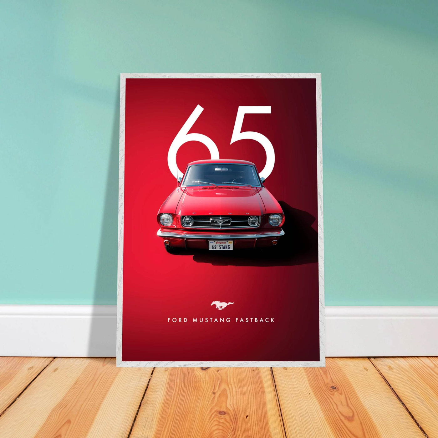 Iconic '65 Ford Mustang Fastback Framed Poster | Timeless Automotive Art, Ready-to-Hang in Your Style - Vibrantwalls