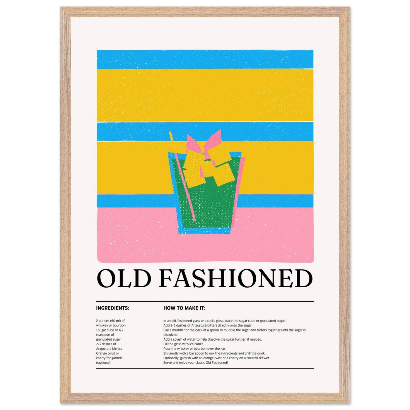 Old Fashioned Cocktail Recipe Art Print - Vibrantwalls
