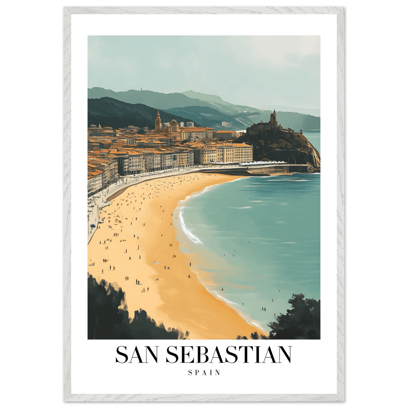 San Sebastian Spain Framed Poster – Vintage Coastal Travel Wall Art with Wooden Frame - Vibrantwalls