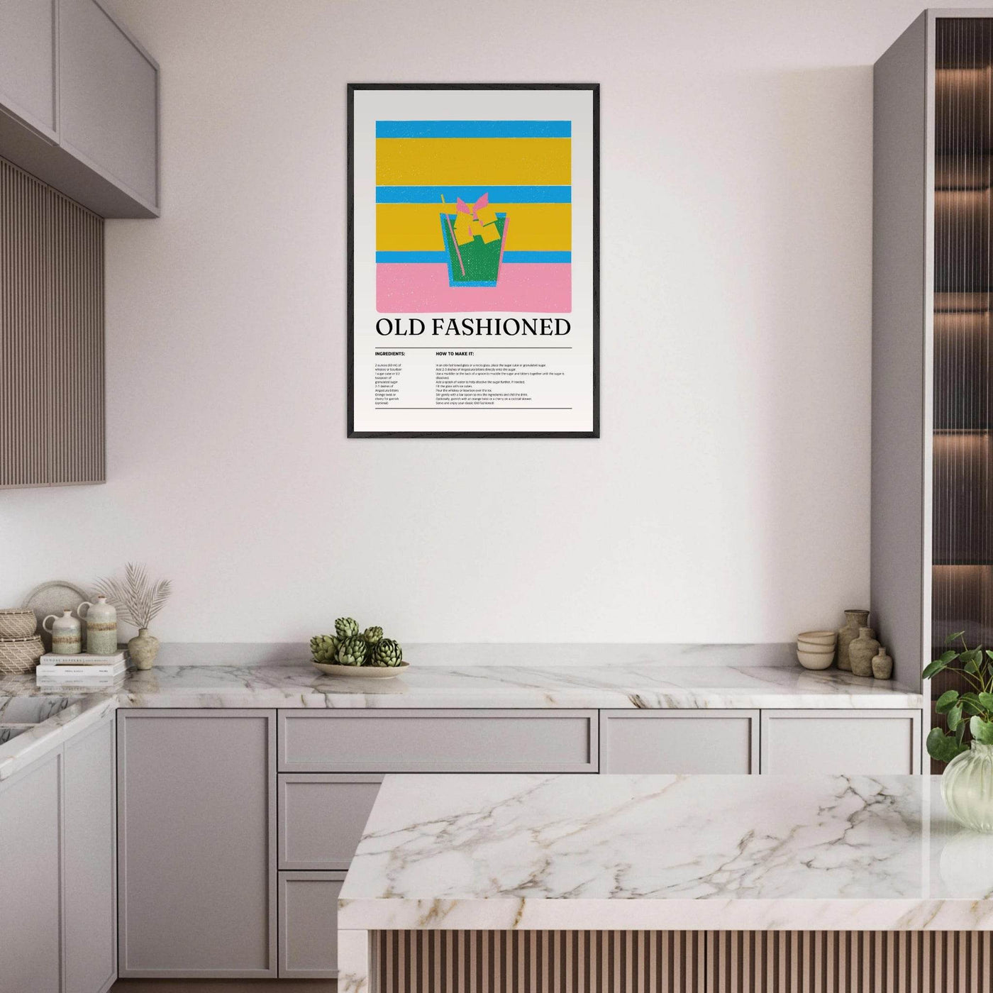 Old Fashioned Cocktail Recipe Art Print - Vibrantwalls