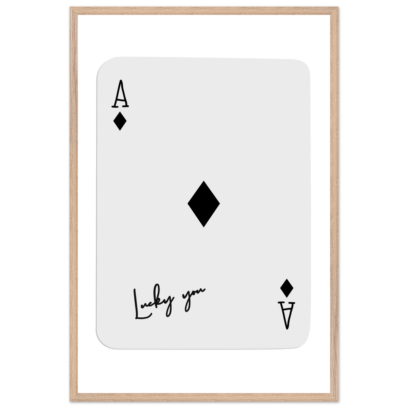 Lucky You Ace of Diamonds Poker Card Print - Mounted Framed Poster Art, Eco-Friendly Wood Frame in Your Choice of Style - Vibrantwalls