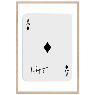 Lucky You Ace of Diamonds Poker Card Print - Mounted Framed Poster Art, Eco-Friendly Wood Frame in Your Choice of Style - Vibrantwalls