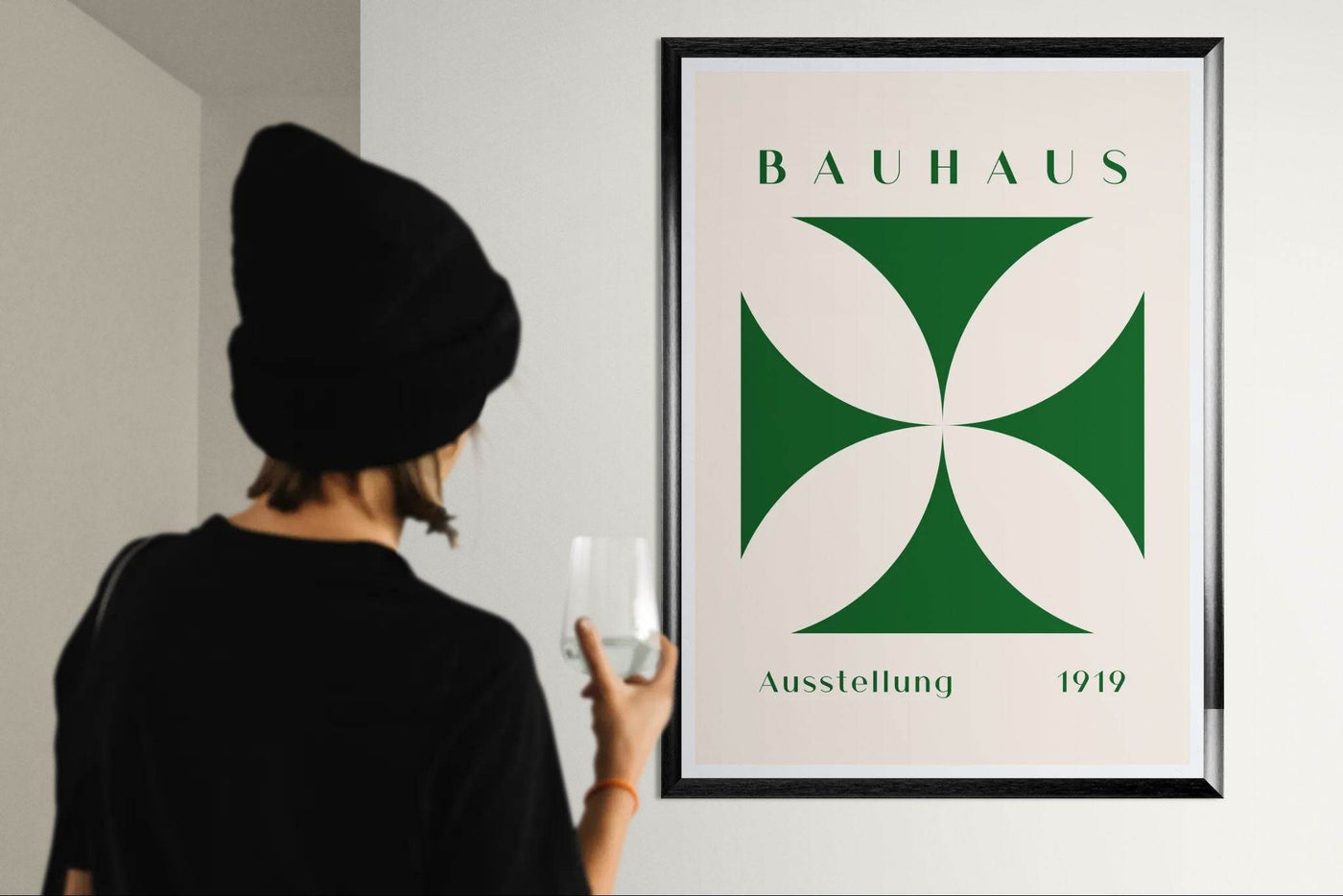 Deep Green Cream Bauhaus 1919 - Vibrantwalls