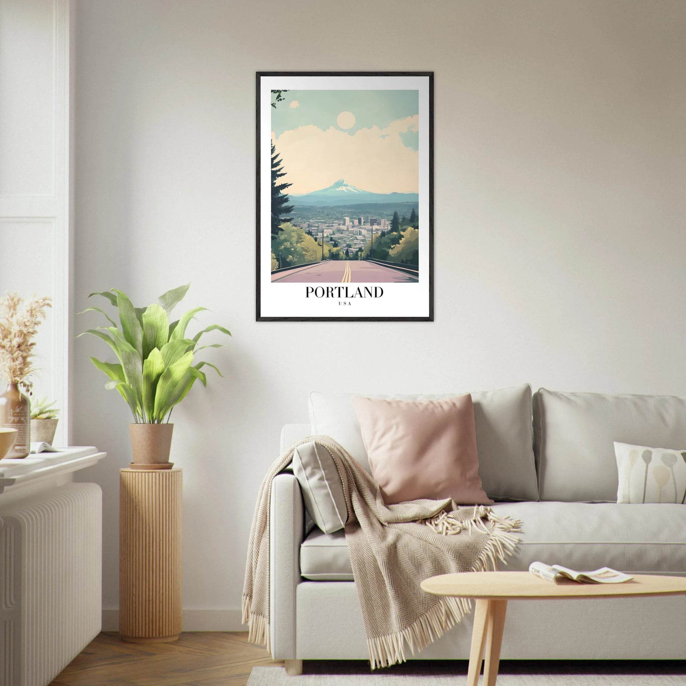 Portland Oregon Framed Poster – Mid-Century Modern Travel Art with Your Choice of Frame - Vibrantwalls