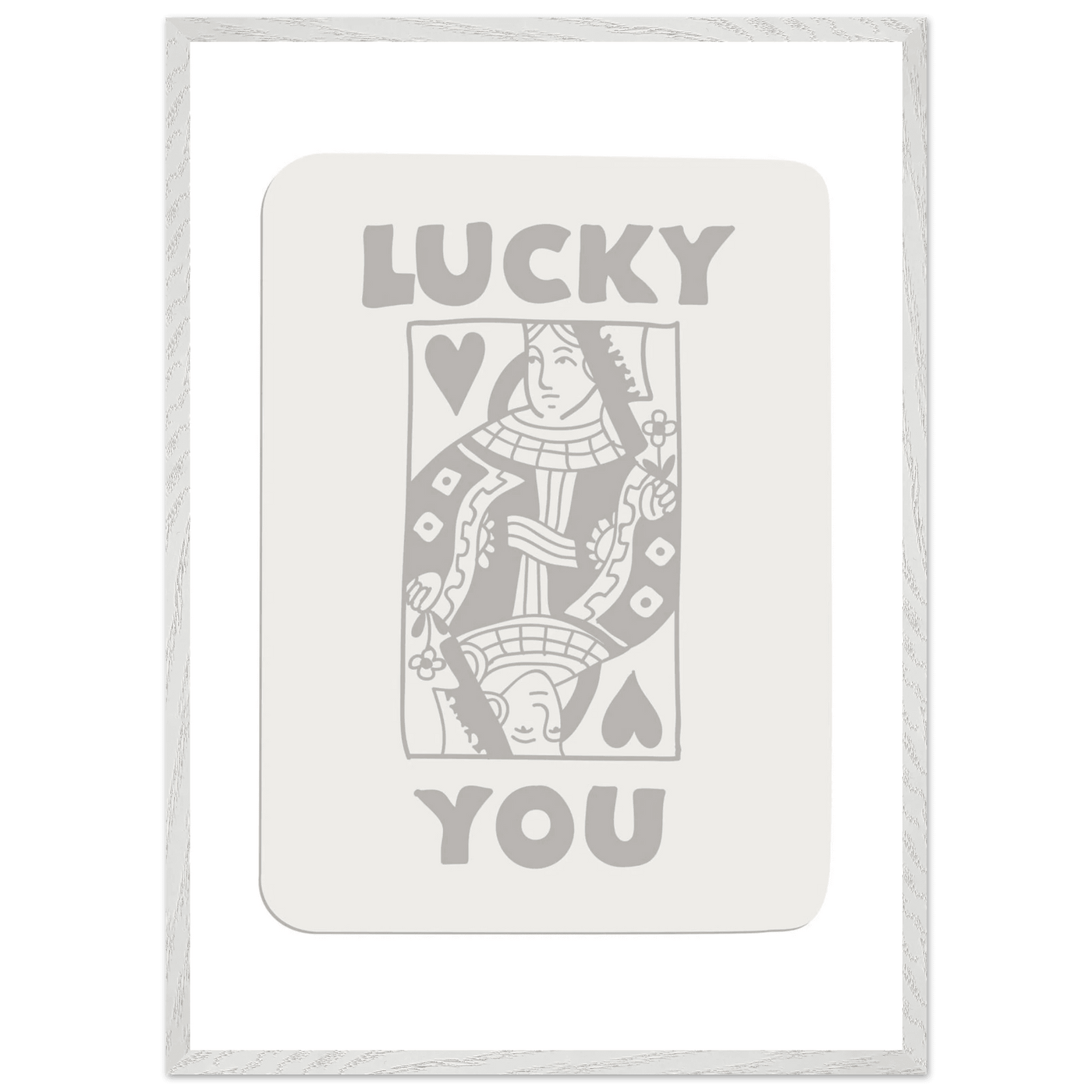 Lucky You Poker Queen of Hearts Framed Art - Modern Card Game Print, Eco-Friendly Wood Frame - Vibrantwalls