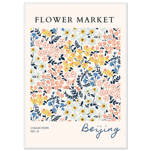 Flower Market Beijing Framed Poster – Whimsical Floral Art Print in Pastel Hues | Ready-to-Hang Wall Decor - Vibrantwalls