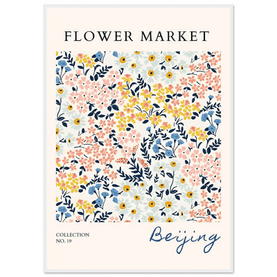 Flower Market Beijing Framed Poster – Whimsical Floral Art Print in Pastel Hues | Ready-to-Hang Wall Decor - Vibrantwalls