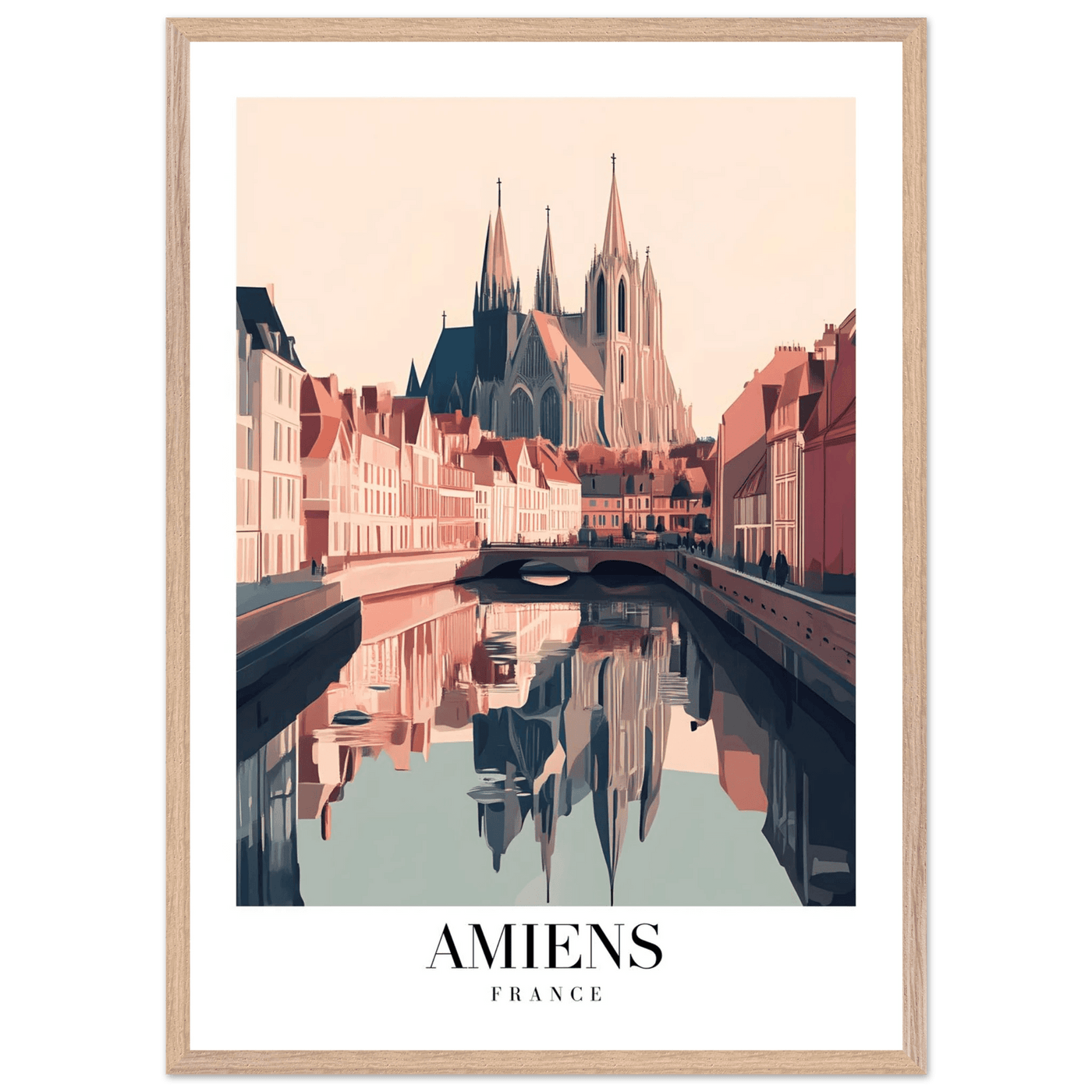 Amiens France Framed Poster – Vintage Travel Wall Art with Wooden Frame - Vibrantwalls