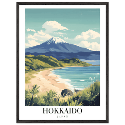 Hokkaido Japan Framed Poster – Vintage Mount Yotei Travel Wall Art with Wooden Frame - Vibrantwalls