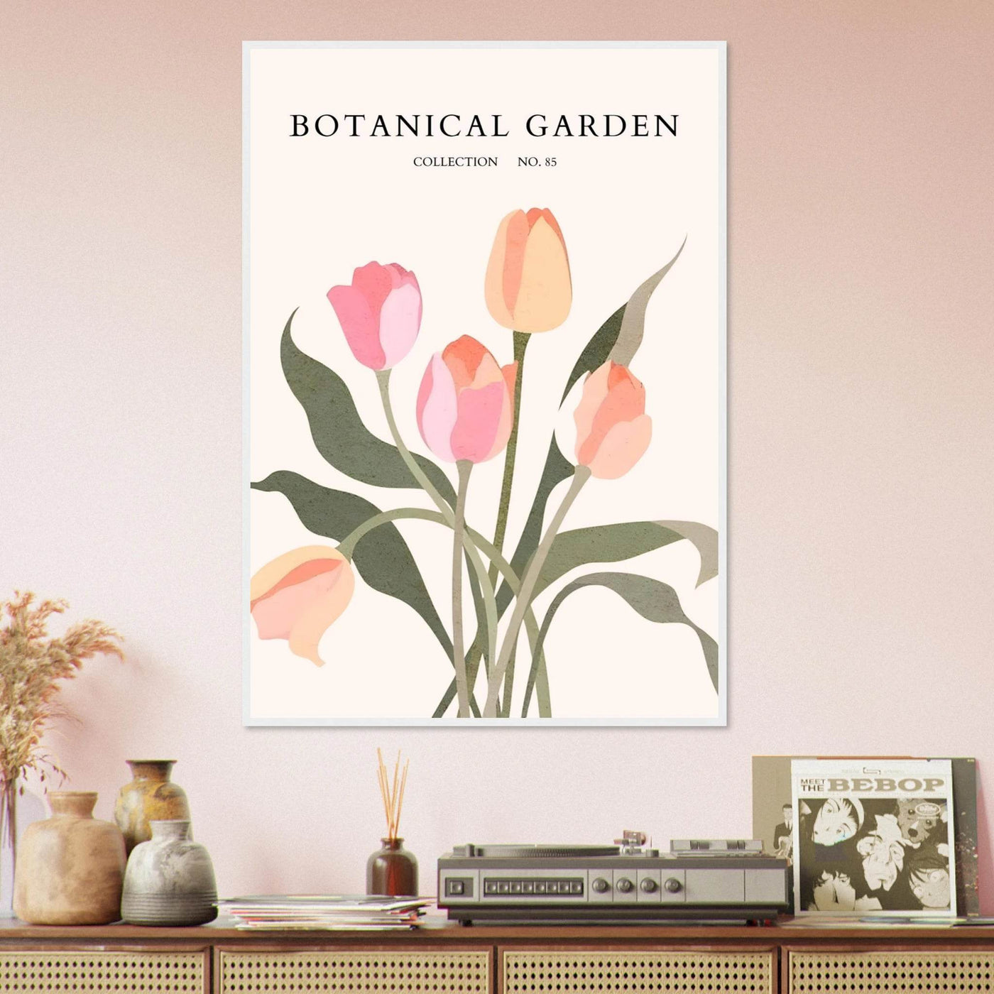 Botanical Garden Framed Posters – Soft Tulip Hues & Abstract Nature Art Prints | Ready-to-Hang in Your Choice of Frame - Vibrantwalls