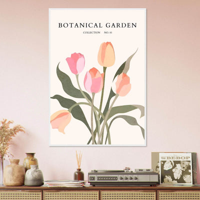 Botanical Garden Framed Posters – Soft Tulip Hues & Abstract Nature Art Prints | Ready-to-Hang in Your Choice of Frame - Vibrantwalls