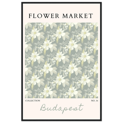 Budapest Flower Market Framed Poster – Elegant Botanical Art Print in Sage Green | Ready-to-Hang Wall Decor - Vibrantwalls