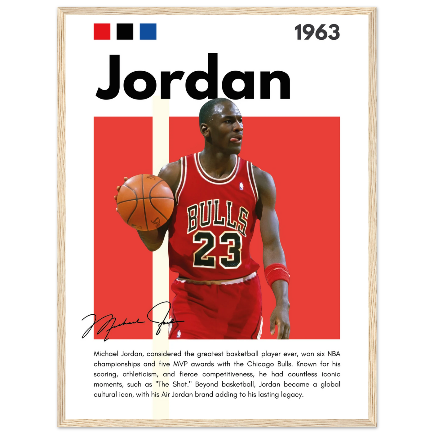 Michael Jordan Air Jordan Bulls Retro Print 45x60 cm 18x24″ Wood frame Vibrantwalls