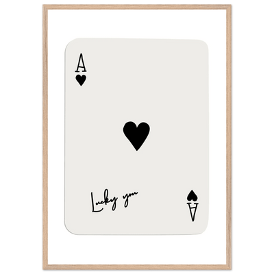 Lucky Ace of Hearts Framed Poster Art - Playful Poker Card Print in Eco-Friendly Wood Frame - Vibrantwalls