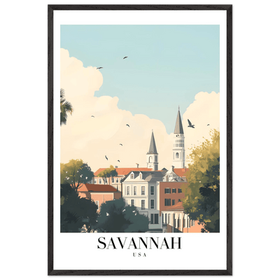 Savannah USA Framed Poster – Charming Cityscape Art with Wooden Frame - Vibrantwalls