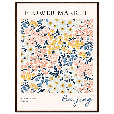 Flower Market Beijing Framed Poster – Whimsical Floral Art Print in Pastel Hues | Ready-to-Hang Wall Decor - Vibrantwalls