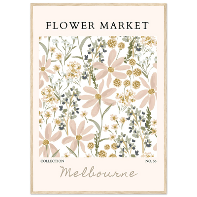 Flower Market Melbourne Framed Poster – Blush Floral & Sage Green Art Print | Ready-to-Hang Wall Decor - Vibrantwalls