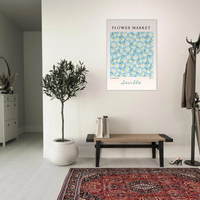 Charming Daisy Field Framed Poster – Pastel Blue & White Floral Art Print | Ready-to-Hang Wall Decor - Vibrantwalls