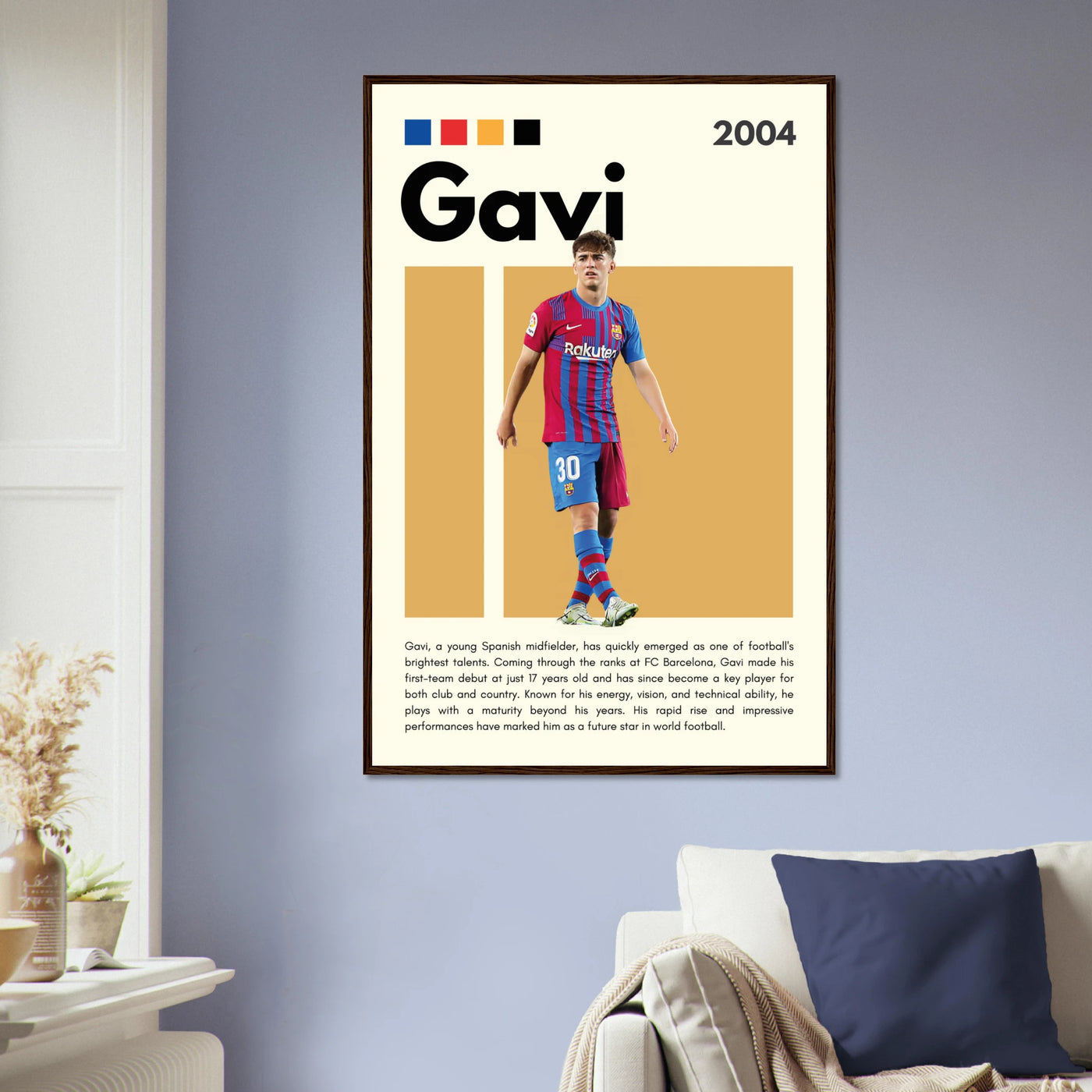 Gavi FC Barcelona Soccer Framed Football Poster Vibrantwalls