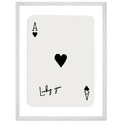 Lucky Ace of Hearts Framed Poster Art - Playful Poker Card Print in Eco-Friendly Wood Frame - Vibrantwalls
