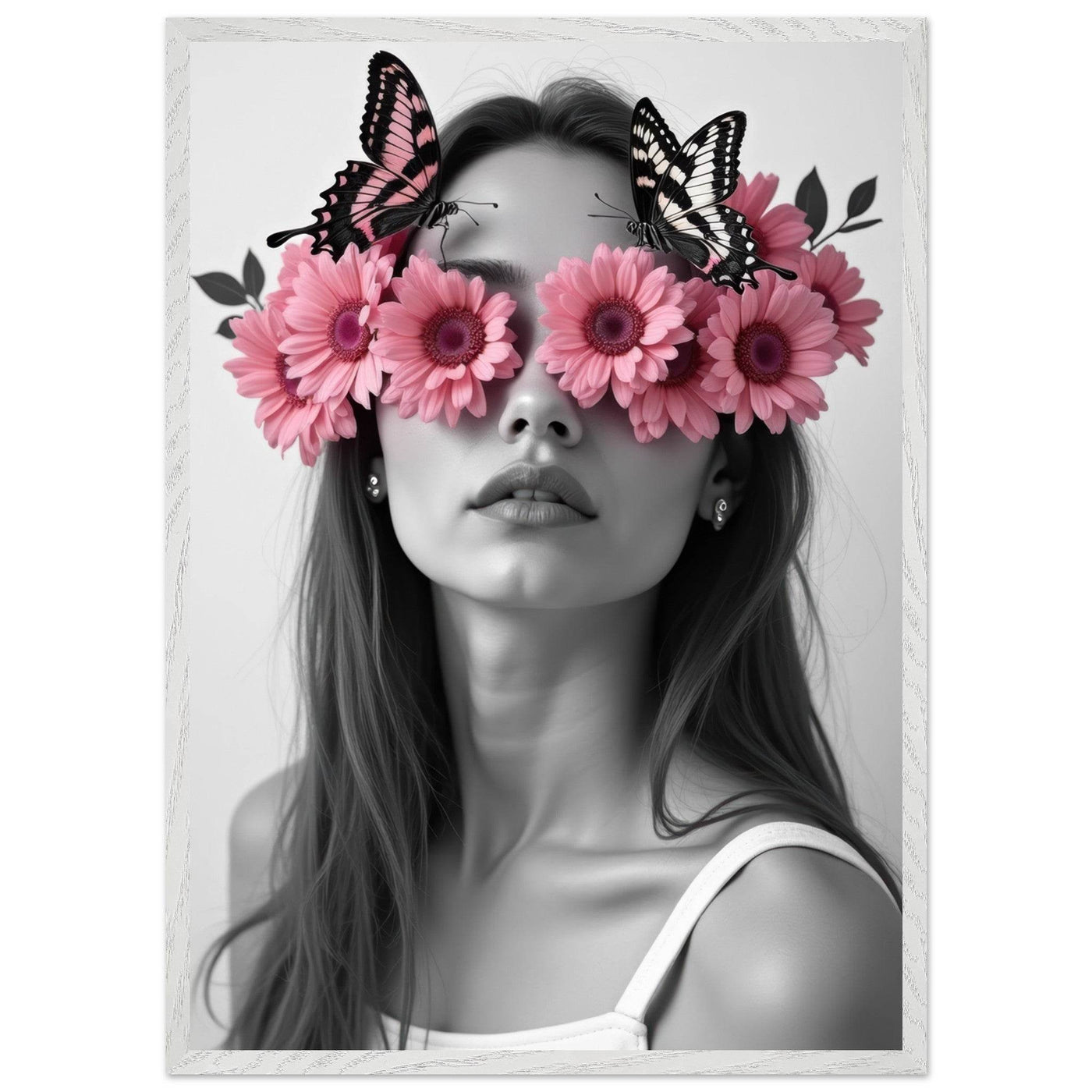 Woman With Flowers Decor - Elegant Floral Art for Home Decor - Vibrantwalls