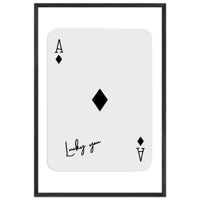 Lucky You Ace of Diamonds Poker Card Print - Mounted Framed Poster Art, Eco-Friendly Wood Frame in Your Choice of Style - Vibrantwalls