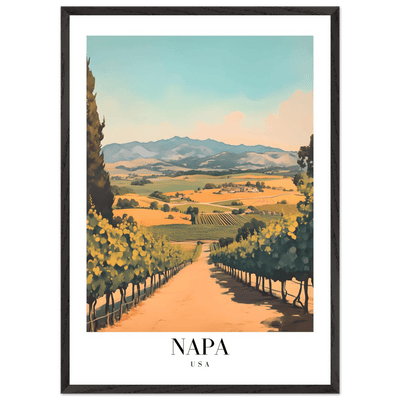 Napa Valley Vineyard Framed Poster – Vintage Travel Wall Art with Wooden Frame - Vibrantwalls