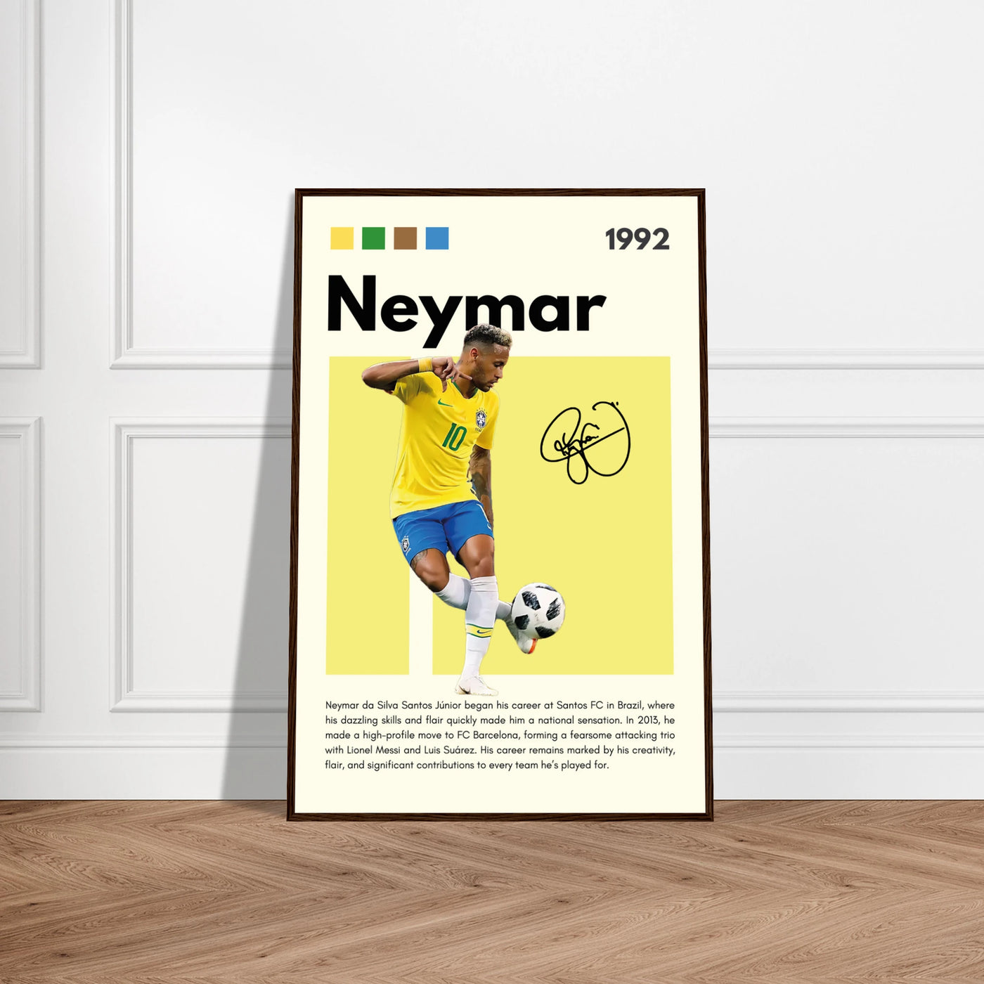 Neymar Jr. Brazilian Football Legend Framed Poster – Vibrant Pop Art Football Print Vibrantwalls
