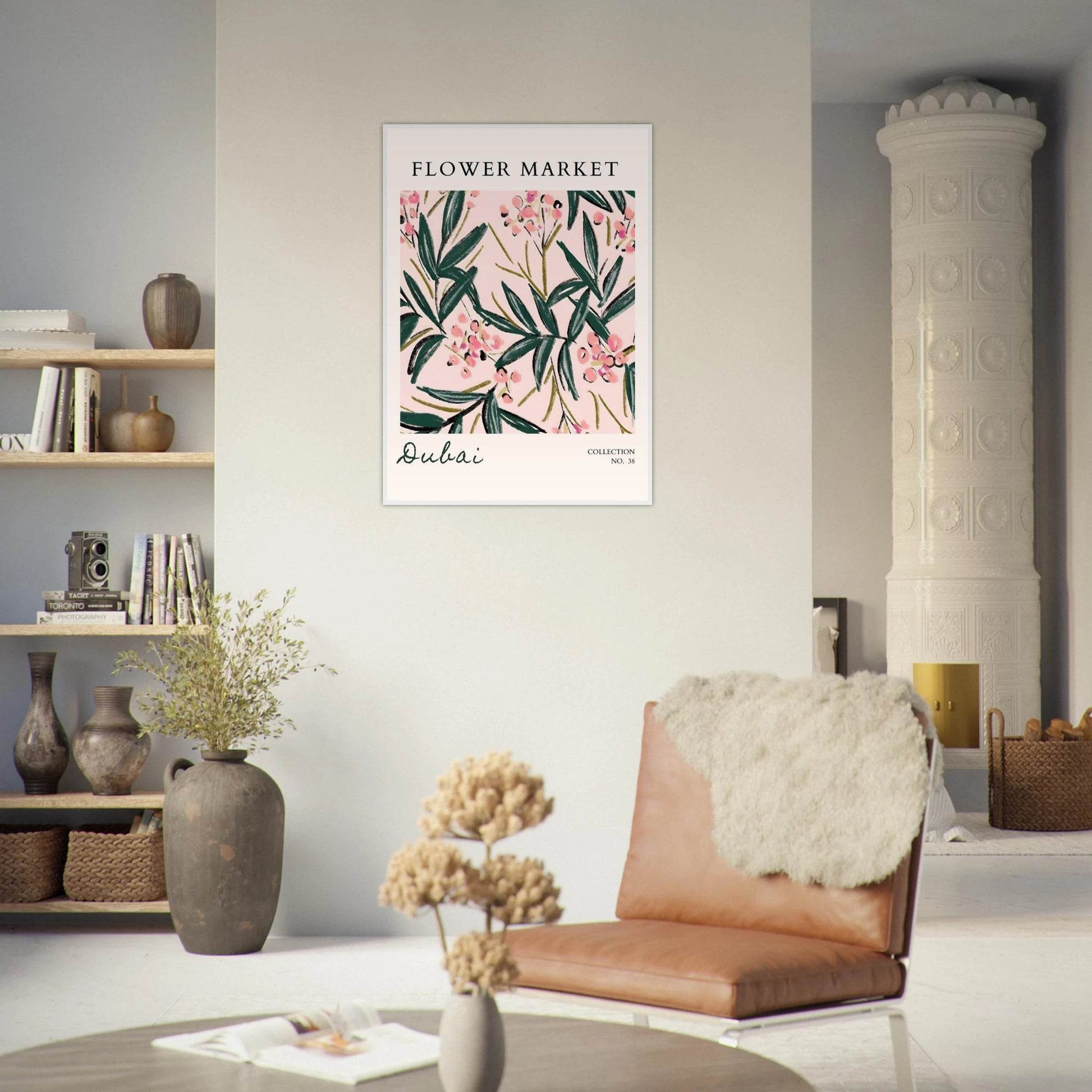 Dubai Flower Market Blush Pink Emerald Botanical - Wall Art - Vibrantwalls