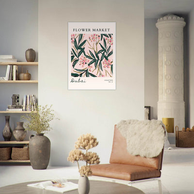 Dubai Flower Market Art Print – Blush Pink & Emerald Green Botanical Framed Poster | Ready-to-Hang - Vibrantwalls