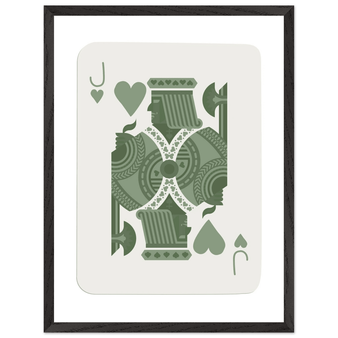 Minimalist Jack of Hearts Poker Card Print - Mounted Framed Eco-Friendly Art with Wood Frame - Vibrantwalls
