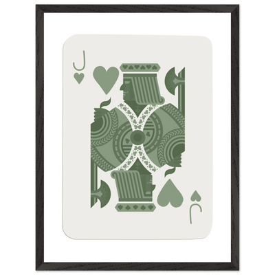 Minimalist Jack of Hearts Poker Card Print - Mounted Framed Eco-Friendly Art with Wood Frame - Vibrantwalls