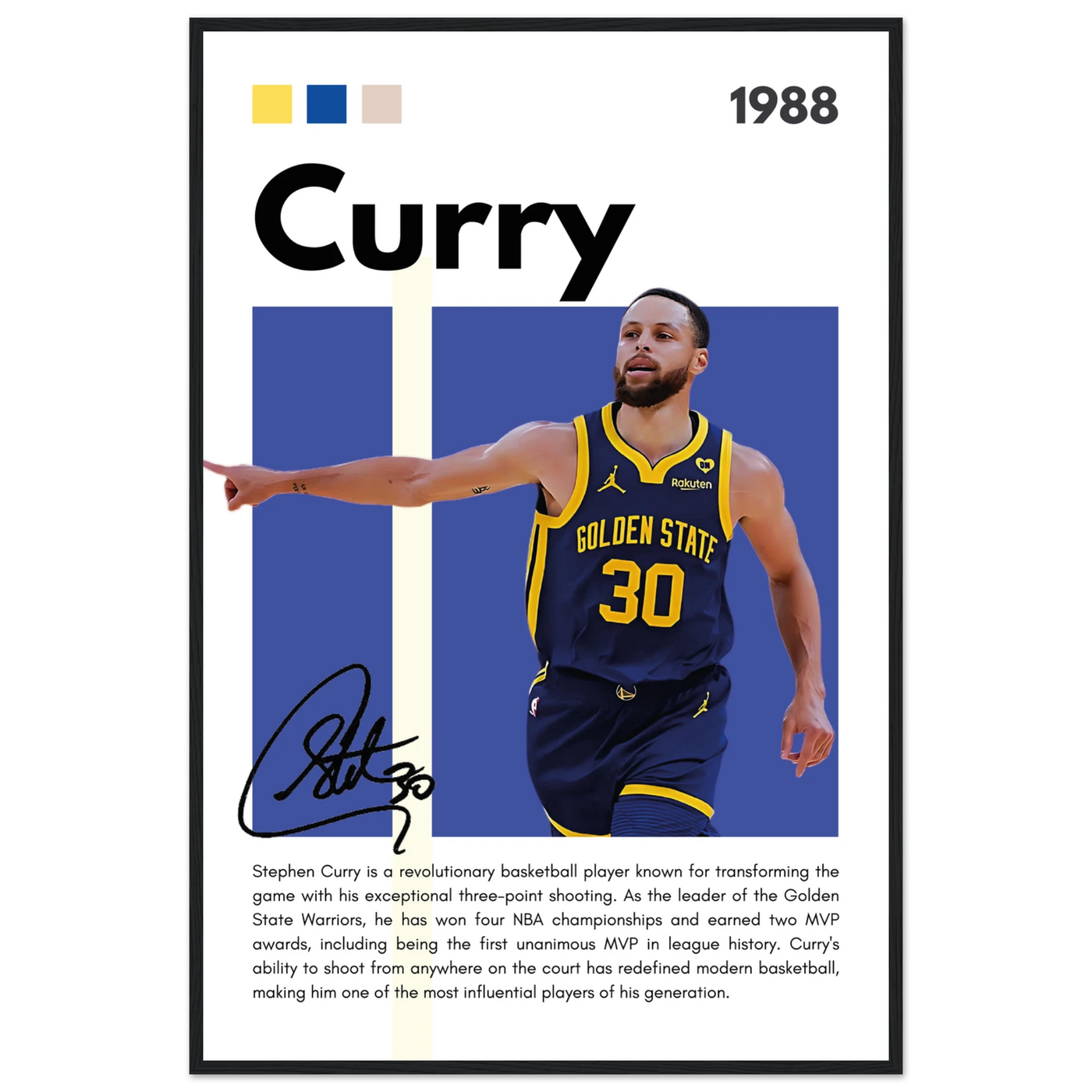 Stephen Curry Chef Curry Warriors Framed Poster 60x90 cm 24x36″ Black frame Vibrantwalls
