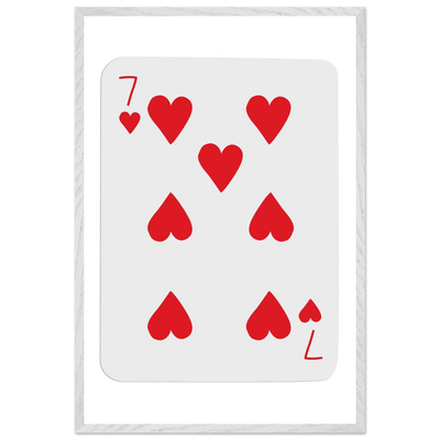 Lucky 7 of Hearts Poker Card Print - Mounted Framed Wall Art, Eco-Friendly Wood Frame & Multiple Sizes - Vibrantwalls