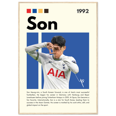 Son Heung-min Tottenham Hotspur Framed Football Poster 70x100 cm 28x40″ Wood frame Vibrantwalls