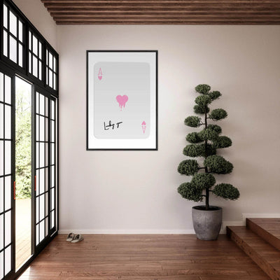 Lucky You - Ace of Hearts Drip Pink Print - Mounted Framed Poster Art with Eco-Friendly Wood Frame - Vibrantwalls