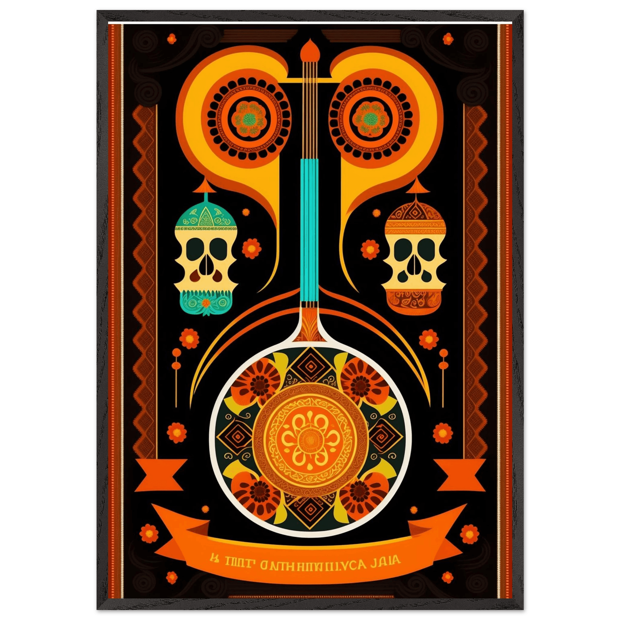 Vibrant Day of the Dead Guitar - Vibrantwalls