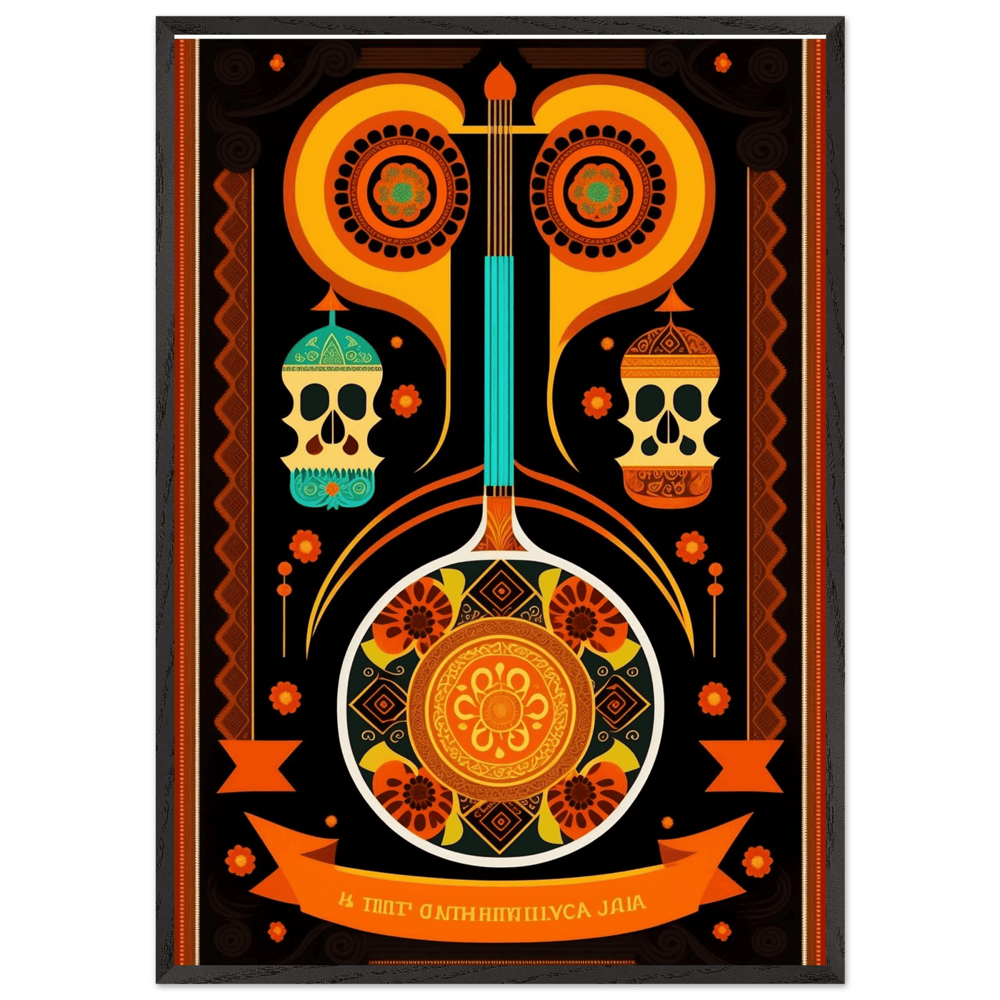 Vibrant Day of the Dead Guitar - Vibrantwalls
