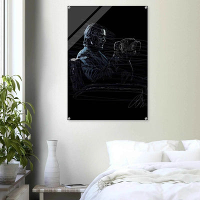 John Wick Dog Wall Decor – Abstract Acrylic Print, Modern Line Art, Glossy Finish, Iconic Duo Wall Decor - Vibrantwalls