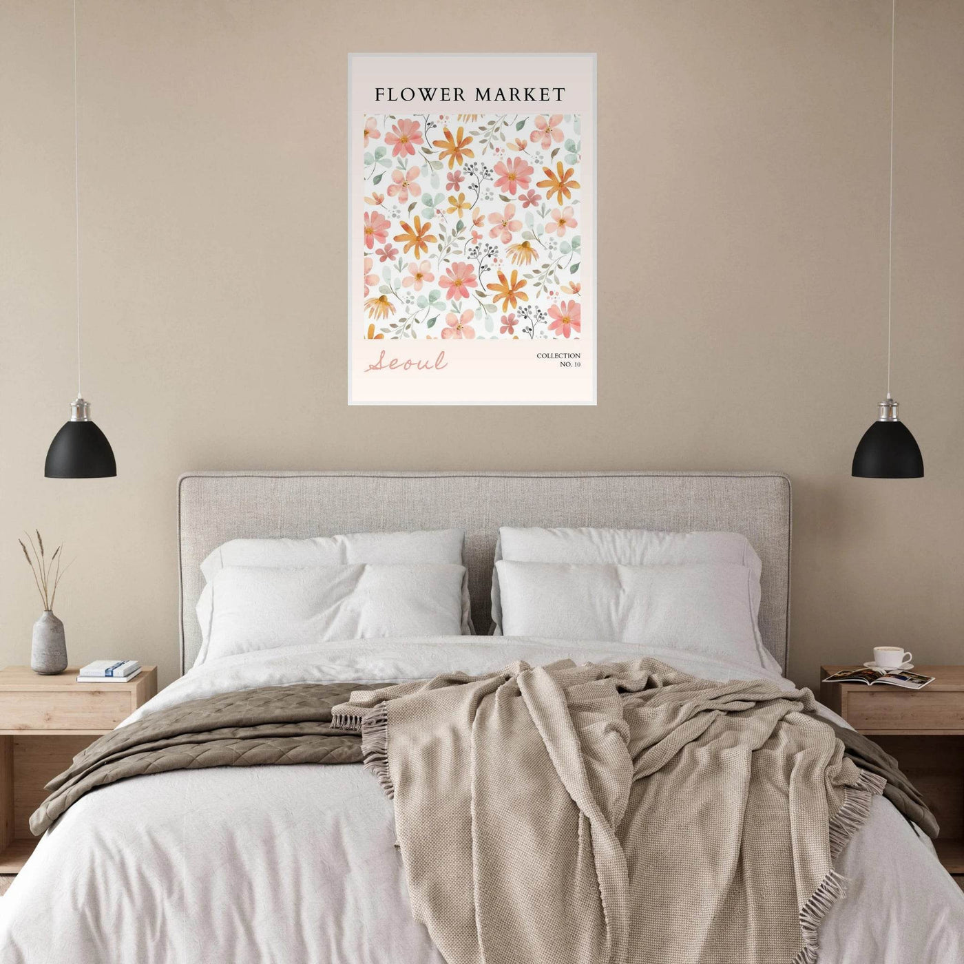 Seoul Flower Market Framed Poster – Delicate Watercolor Blooms & Botanical Art Print | Ready-to-Hang - Vibrantwalls