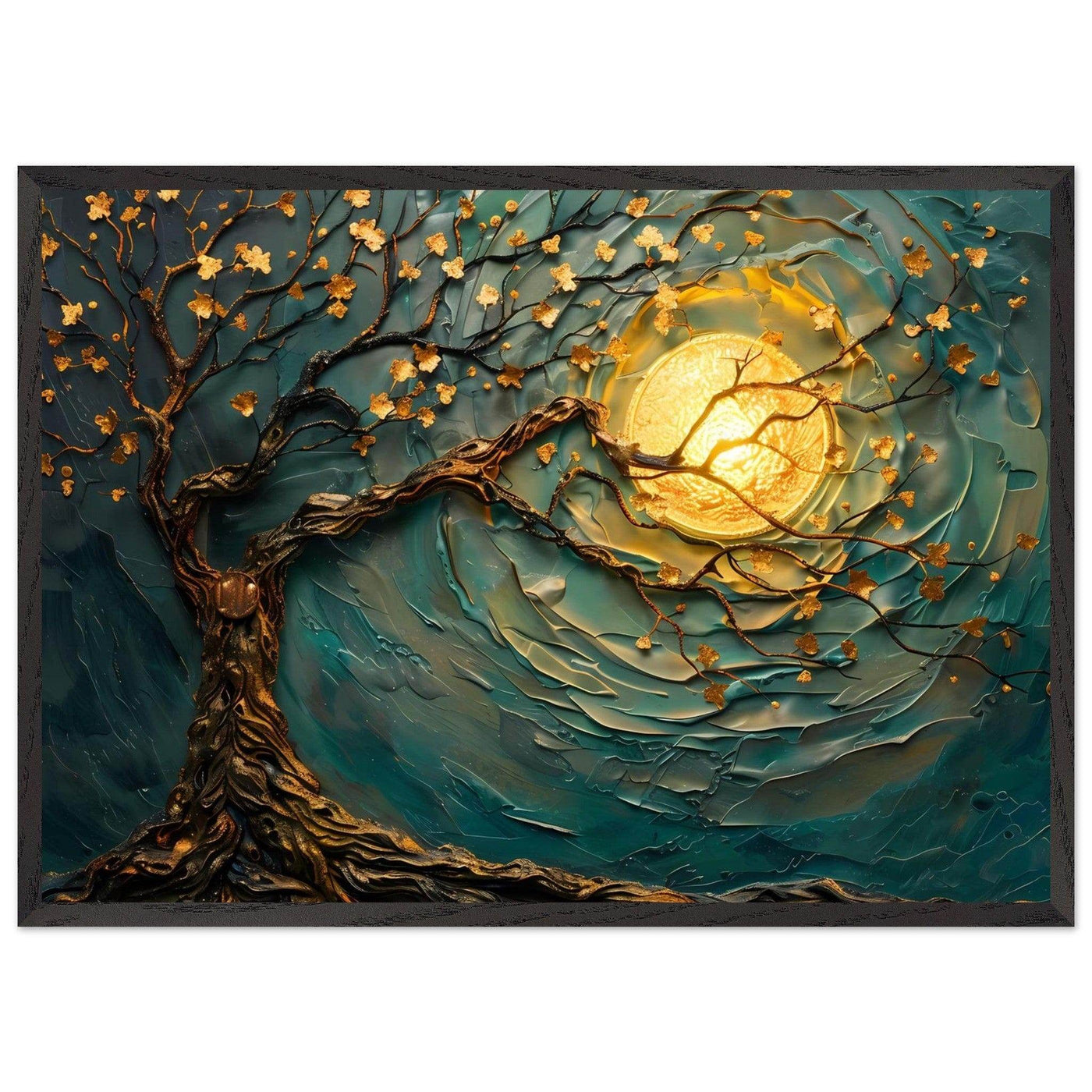 Teal Gold Tree of Life Pendant - Elegance in Nature's Design - Vibrantwalls