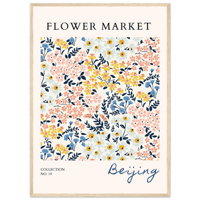 Flower Market Beijing Framed Poster – Whimsical Floral Art Print in Pastel Hues | Ready-to-Hang Wall Decor - Vibrantwalls